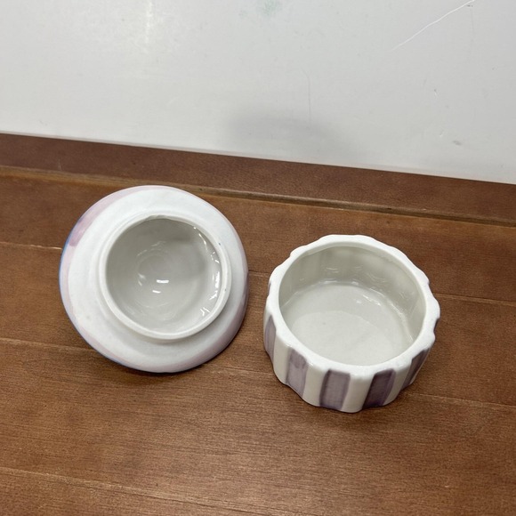 Sun Hat Garden Jewelry Trinket Box Yellow Sun Flowers Purple White‎ Stripes - Picture 5 of 6